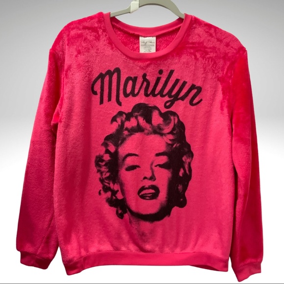 Marilyn Monroe Bubblegum Pink and Black Soft Fleece Pullover Top Size (7-9) - Picture 2 of 11